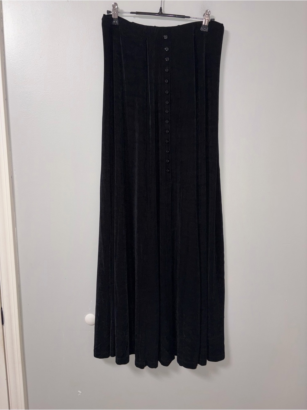 Vivyd Black Acetate Button Accent Vintage Maxi Skirt Y2K 90s Grunge Whimsigoth